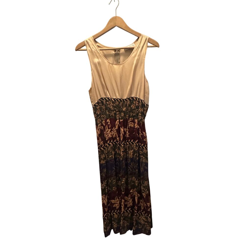 Miss Dorby Women’s Midi Dress Sleeveless Multicolor Rayon Floral Size 10 Petites